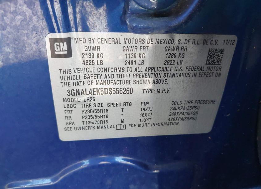 Photo 9 of 2013 Chevrolet Captiva SPORT LTZ (VIN 3GNAL4EK5DS556260)