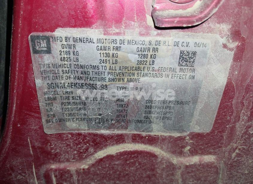 Photo 9 of 2014 Chevrolet Captiva SPORT LTZ (VIN 3GNAL4EK5ES663293)