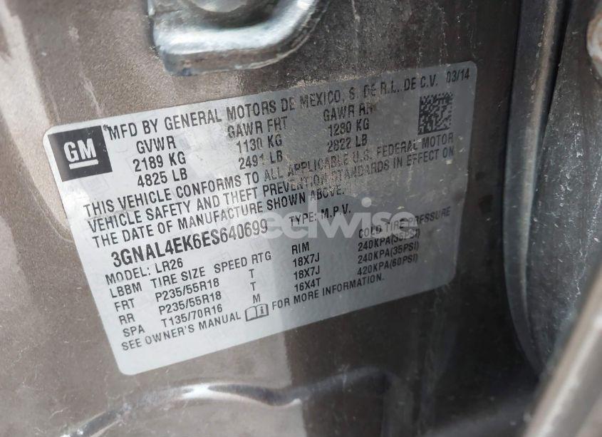 Photo 9 of 2014 Chevrolet Captiva SPORT LTZ (VIN 3GNAL4EK6ES640699)