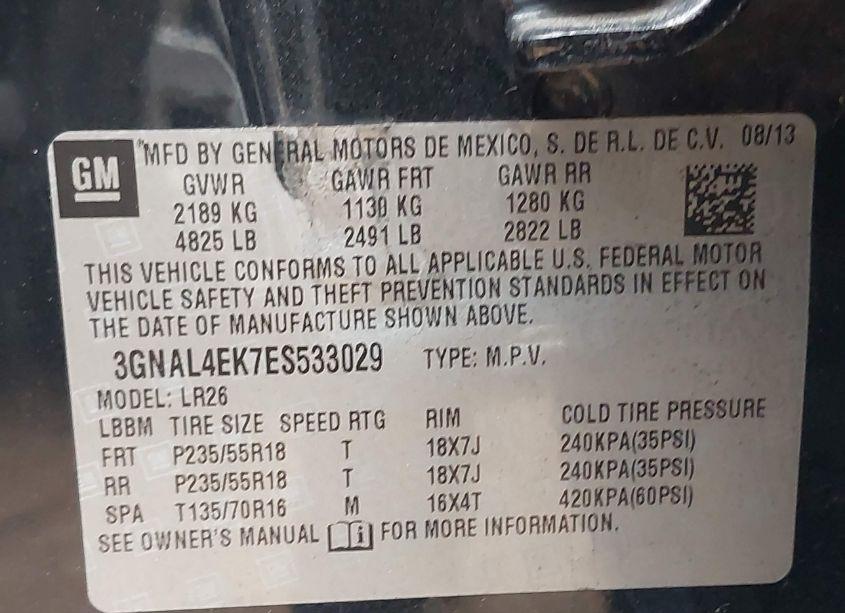 Photo 9 of 2014 Chevrolet Captiva SPORT LTZ (VIN 3GNAL4EK7ES533029)