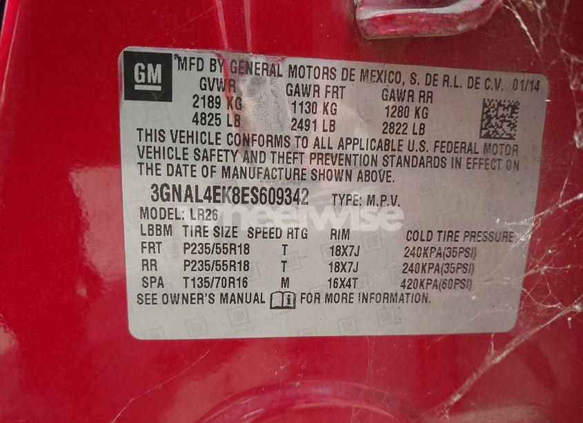 Photo 9 of 2014 Chevrolet Captiva SPORT LTZ (VIN 3GNAL4EK8ES609342)