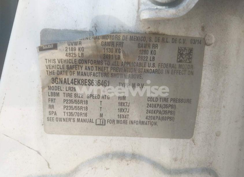 Photo 9 of 2014 Chevrolet Captiva SPORT LTZ (VIN 3GNAL4EK8ES636461)