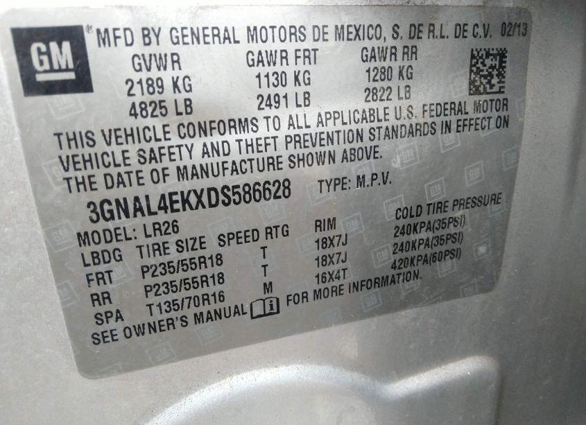 Photo 9 of 2013 Chevrolet Captiva SPORT LTZ (VIN 3GNAL4EKXDS586628)