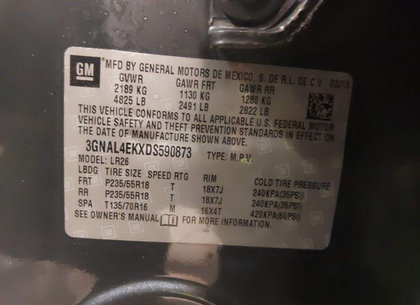 Photo 9 of 2013 Chevrolet Captiva SPORT LTZ (VIN 3GNAL4EKXDS590873)