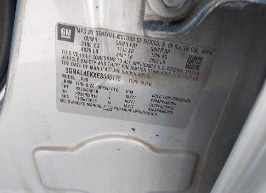 Photo 9 of 2014 Chevrolet Captiva SPORT LTZ (VIN 3GNAL4EKXES645176)