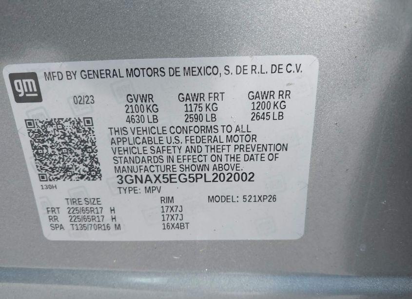 Photo 9 of 2023 Chevrolet Equinox AWD 1FL (VIN 3GNAX5EG5PL202002)