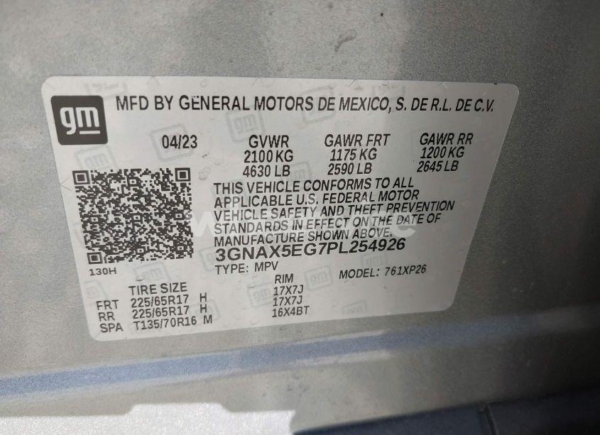 Photo 9 of 2023 Chevrolet Equinox AWD 1FL (VIN 3GNAX5EG7PL254926)