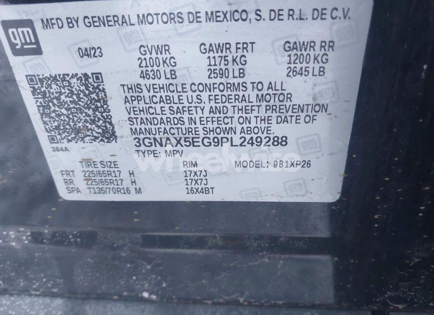 Photo 9 of 2023 Chevrolet Equinox AWD 1FL (VIN 3GNAX5EG9PL249288)