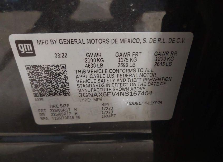 Photo 9 of 2022 Chevrolet Equinox AWD 1FL (VIN 3GNAX5EV4NS167454)