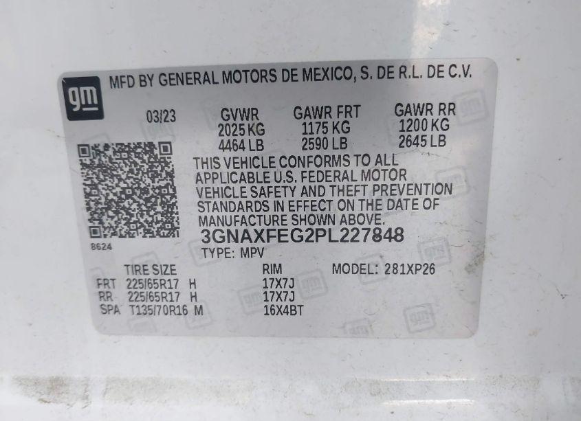 Photo 9 of 2023 Chevrolet Equinox FWD 1FL (VIN 3GNAXFEG2PL227848)