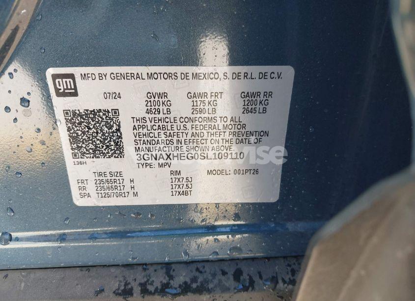 Photo 9 of 2025 Chevrolet Equinox FWD LT (VIN 3GNAXHEG0SL109110)