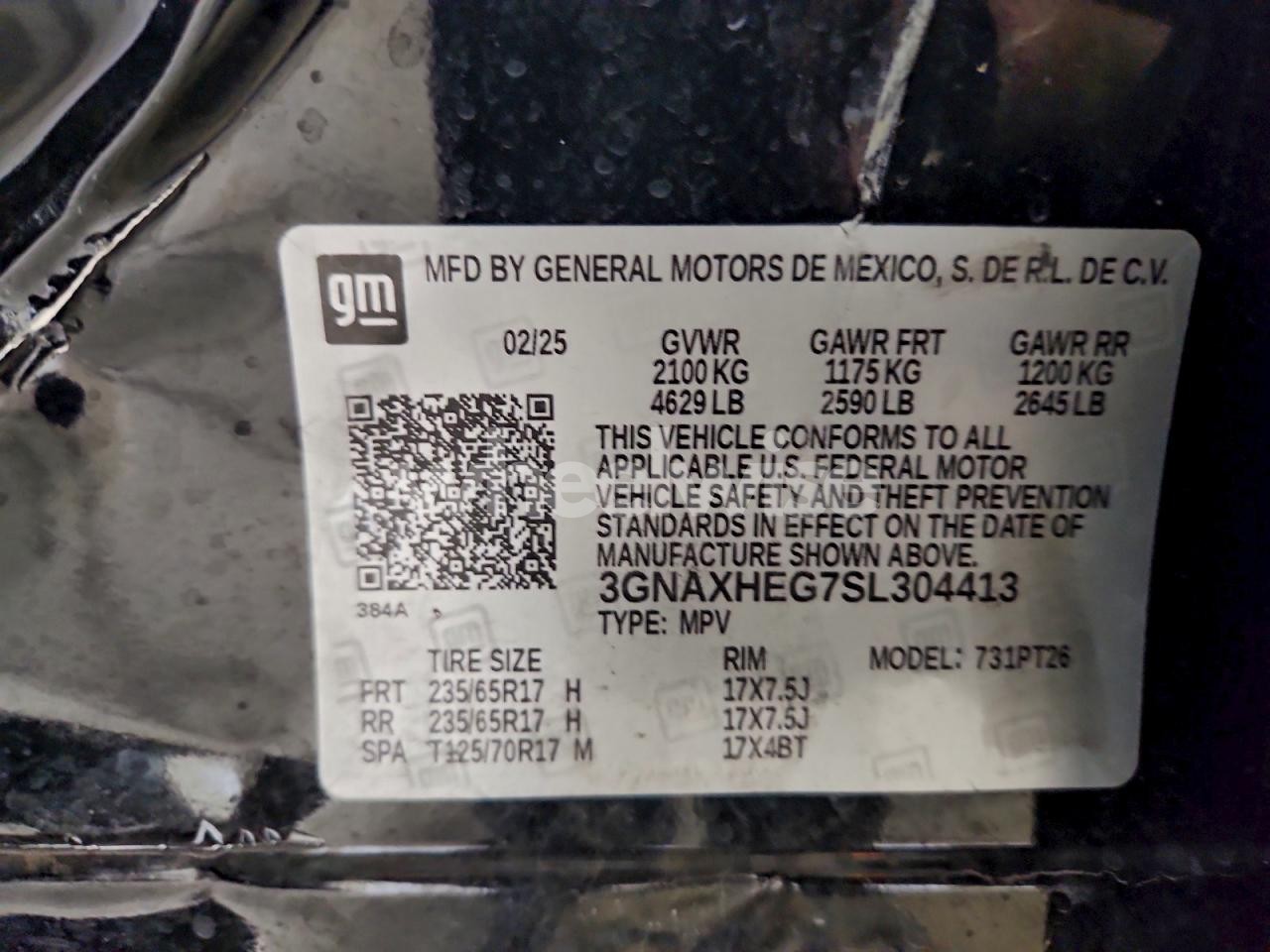 Photo 14 of 2025 CHEVROLET EQUINOX LT (VIN 3GNAXHEG7SL304413)