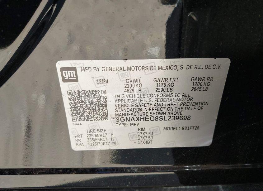 Photo 9 of 2025 Chevrolet Equinox FWD LT (VIN 3GNAXHEG8SL239698)