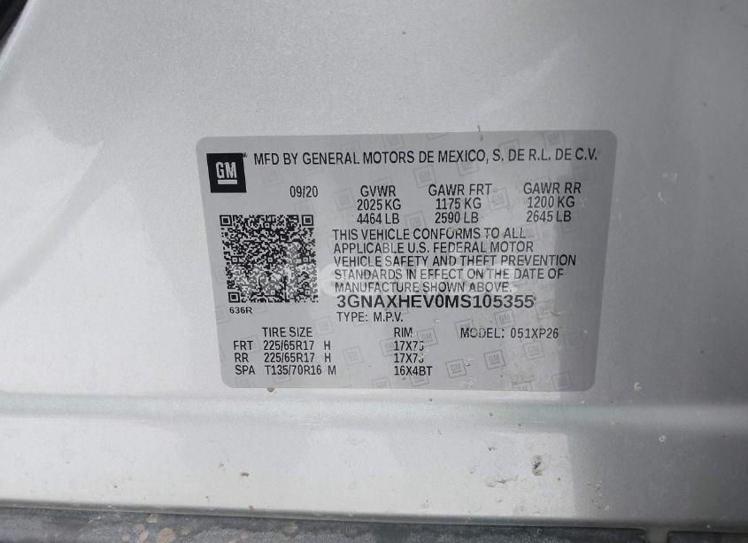 Photo 9 of 2021 Chevrolet Equinox FWD LS (VIN 3GNAXHEV0MS105355)