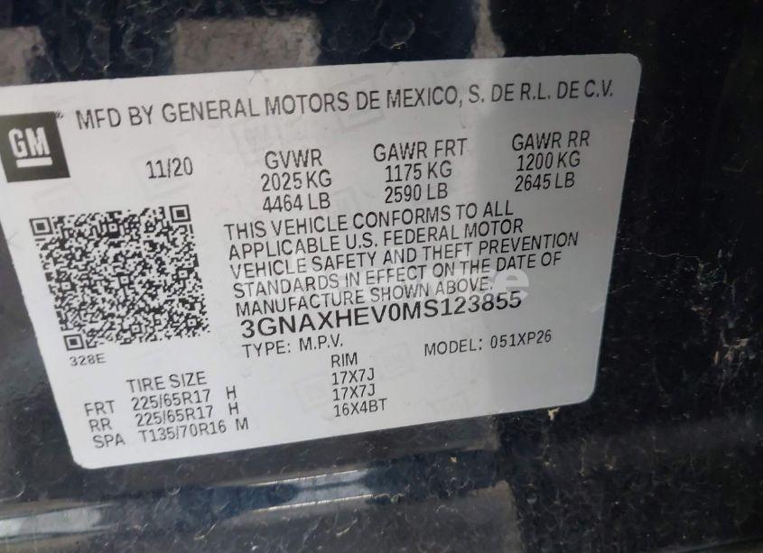 Photo 9 of 2021 Chevrolet Equinox FWD LS (VIN 3GNAXHEV0MS123855)