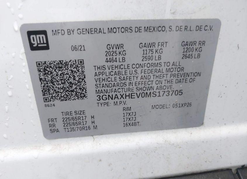 Photo 9 of 2021 Chevrolet Equinox FWD LS (VIN 3GNAXHEV0MS173705)