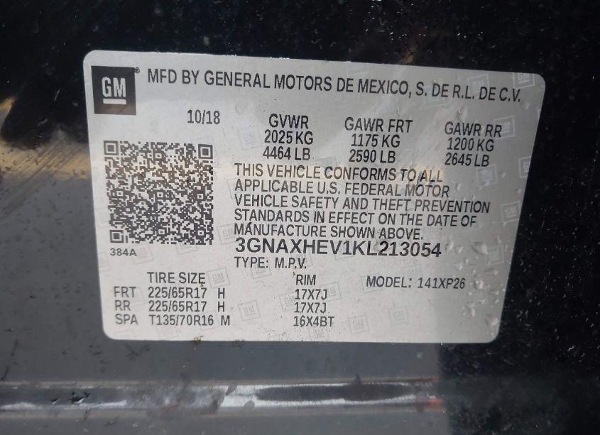 Photo 9 of 2019 Chevrolet Equinox LS (VIN 3GNAXHEV1KL213054)