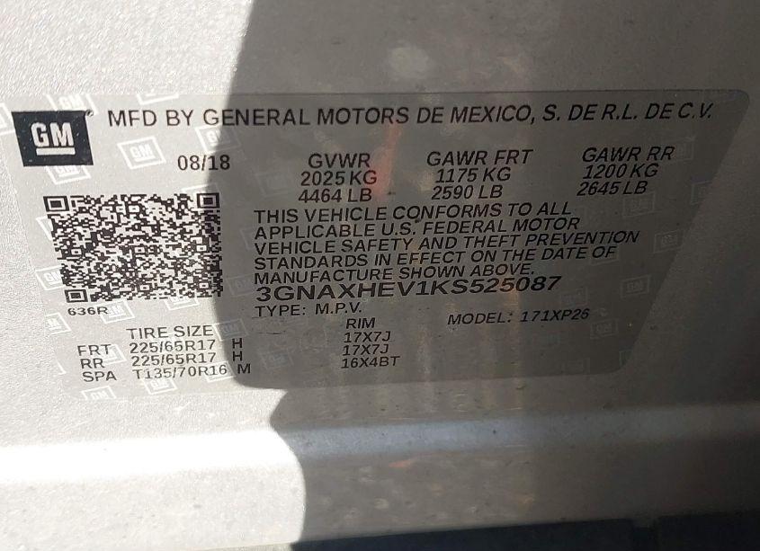 Photo 9 of 2019 Chevrolet Equinox LS (VIN 3GNAXHEV1KS525087)