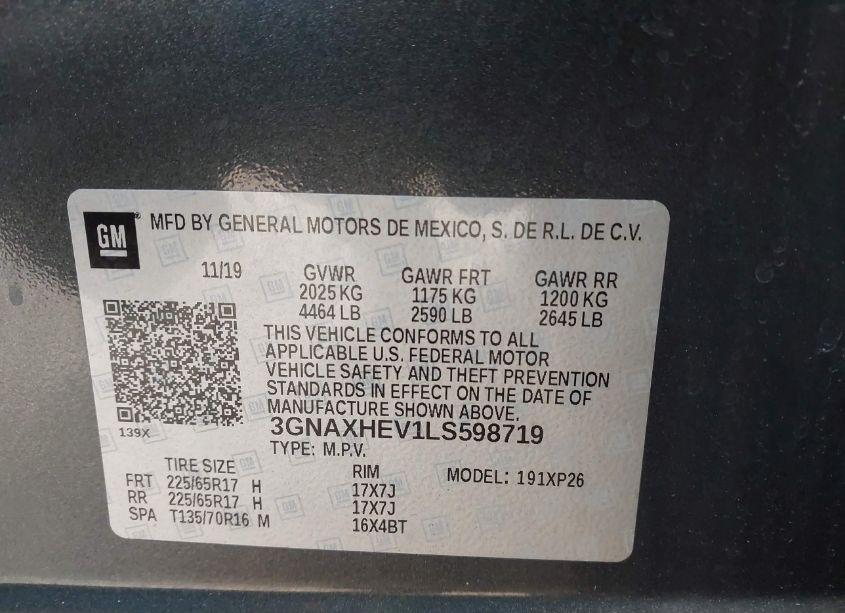 Photo 9 of 2020 Chevrolet Equinox FWD LS (VIN 3GNAXHEV1LS598719)