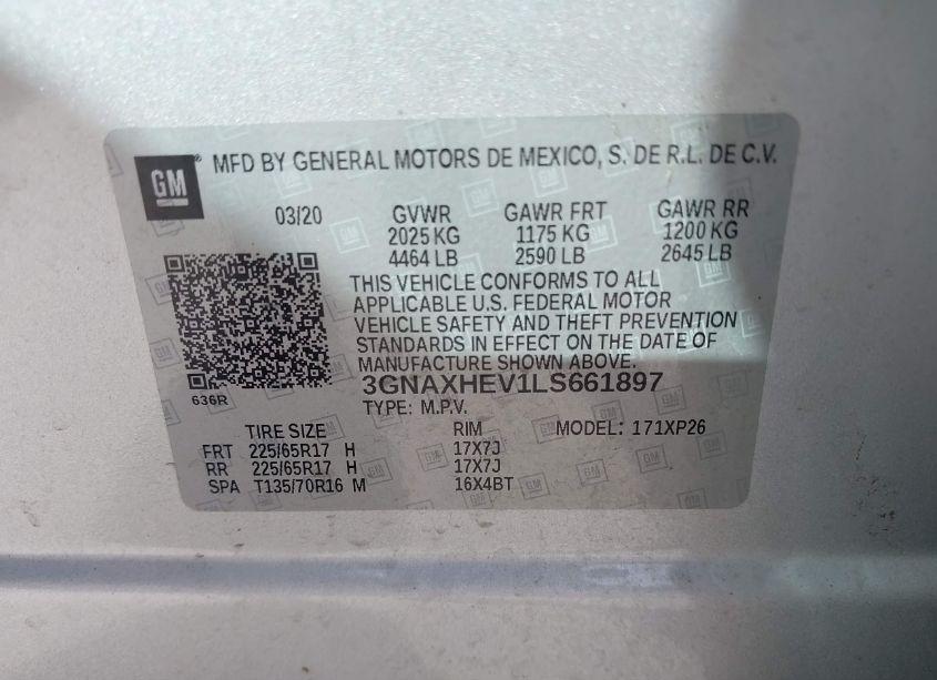 Photo 9 of 2020 Chevrolet Equinox FWD LS (VIN 3GNAXHEV1LS661897)