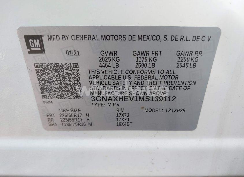 Photo 9 of 2021 Chevrolet Equinox FWD LS (VIN 3GNAXHEV1MS139112)