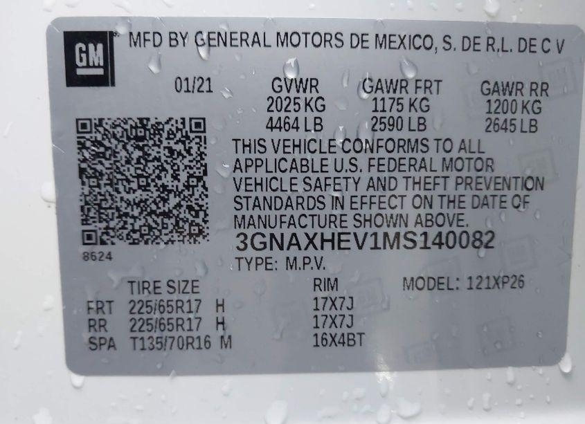 Photo 9 of 2021 Chevrolet Equinox FWD LS (VIN 3GNAXHEV1MS140082)