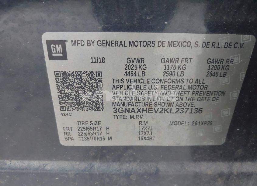 Photo 9 of 2019 Chevrolet Equinox LS (VIN 3GNAXHEV2KL237136)
