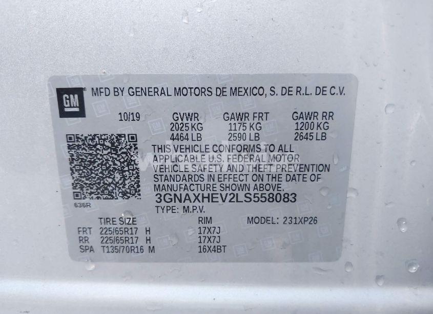 Photo 9 of 2020 Chevrolet Equinox FWD LS (VIN 3GNAXHEV2LS558083)