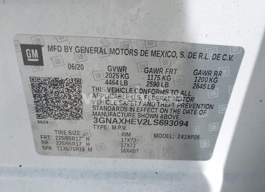 Photo 9 of 2020 Chevrolet Equinox FWD LS (VIN 3GNAXHEV2LS693094)