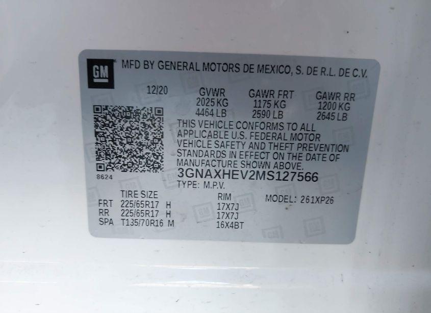 Photo 9 of 2021 Chevrolet Equinox FWD LS (VIN 3GNAXHEV2MS127566)