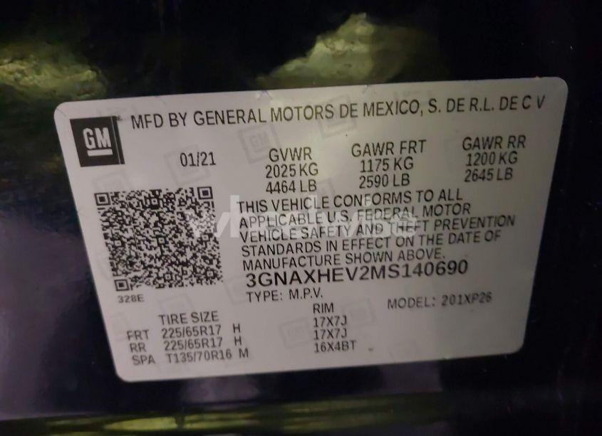 Photo 9 of 2021 Chevrolet Equinox FWD LS (VIN 3GNAXHEV2MS140690)