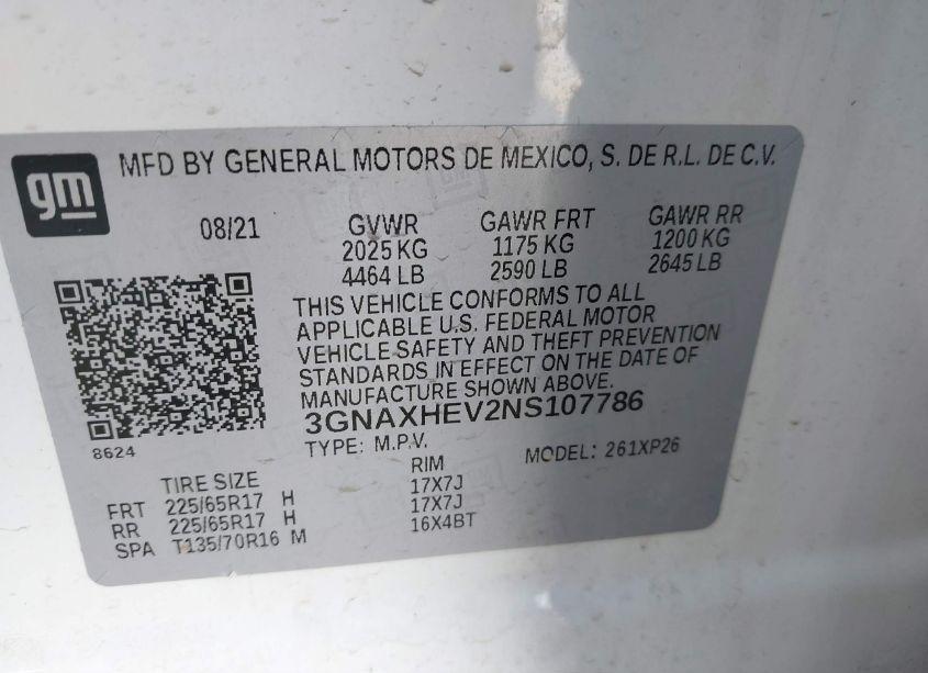 Photo 9 of 2022 Chevrolet Equinox FWD LS (VIN 3GNAXHEV2NS107786)