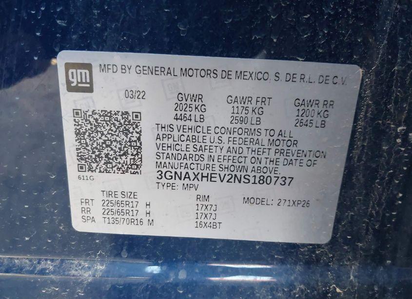 Photo 9 of 2022 Chevrolet Equinox FWD LS (VIN 3GNAXHEV2NS180737)