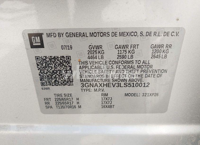 Photo 9 of 2020 Chevrolet Equinox FWD LS (VIN 3GNAXHEV3LS510012)