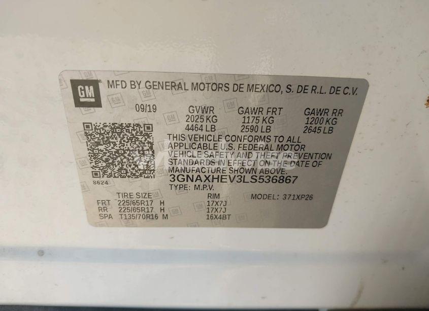 Photo 9 of 2020 Chevrolet Equinox FWD LS (VIN 3GNAXHEV3LS536867)