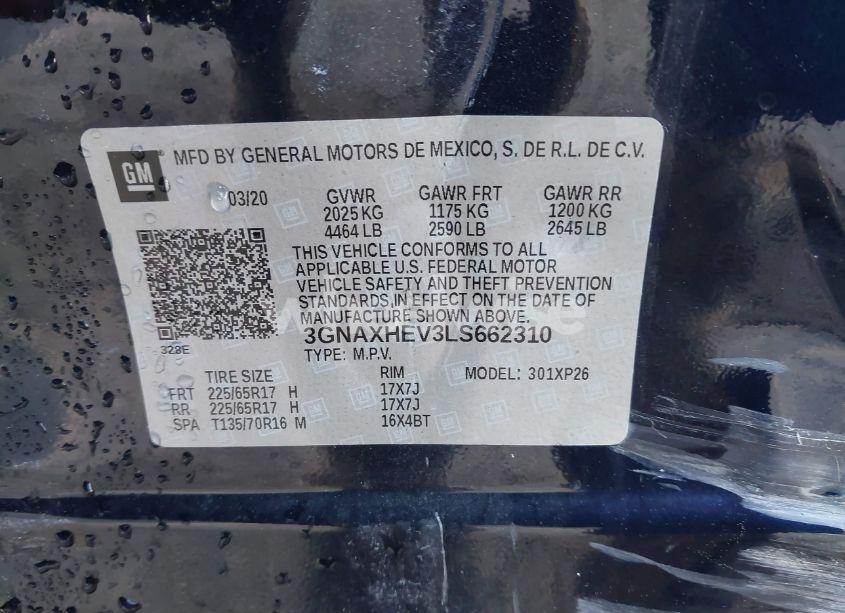 Photo 9 of 2020 Chevrolet Equinox FWD LS (VIN 3GNAXHEV3LS662310)