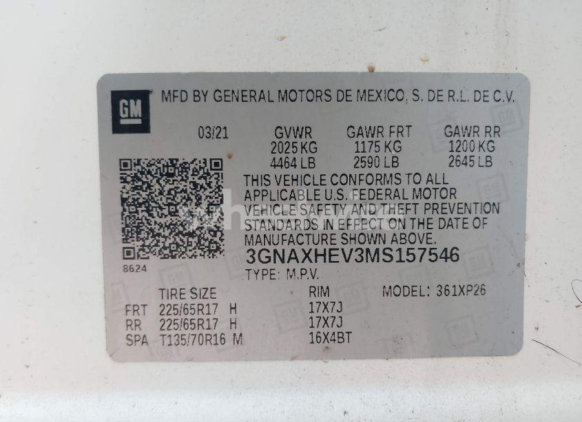 Photo 9 of 2021 Chevrolet Equinox FWD LS (VIN 3GNAXHEV3MS157546)