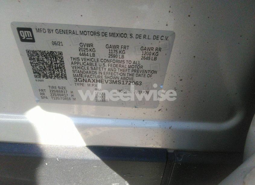 Photo 9 of 2021 Chevrolet Equinox FWD LS (VIN 3GNAXHEV3MS172063)