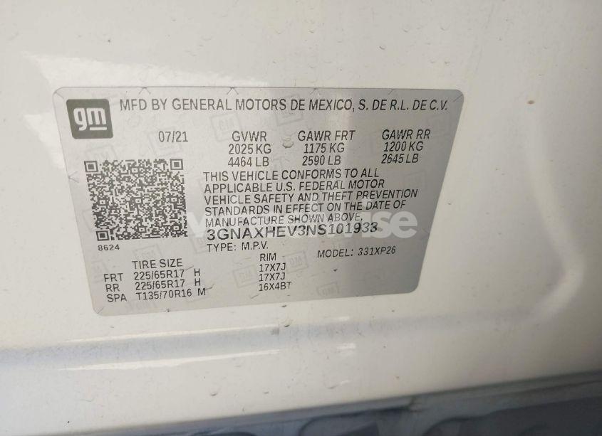 Photo 9 of 2022 Chevrolet Equinox FWD LS (VIN 3GNAXHEV3NS101933)