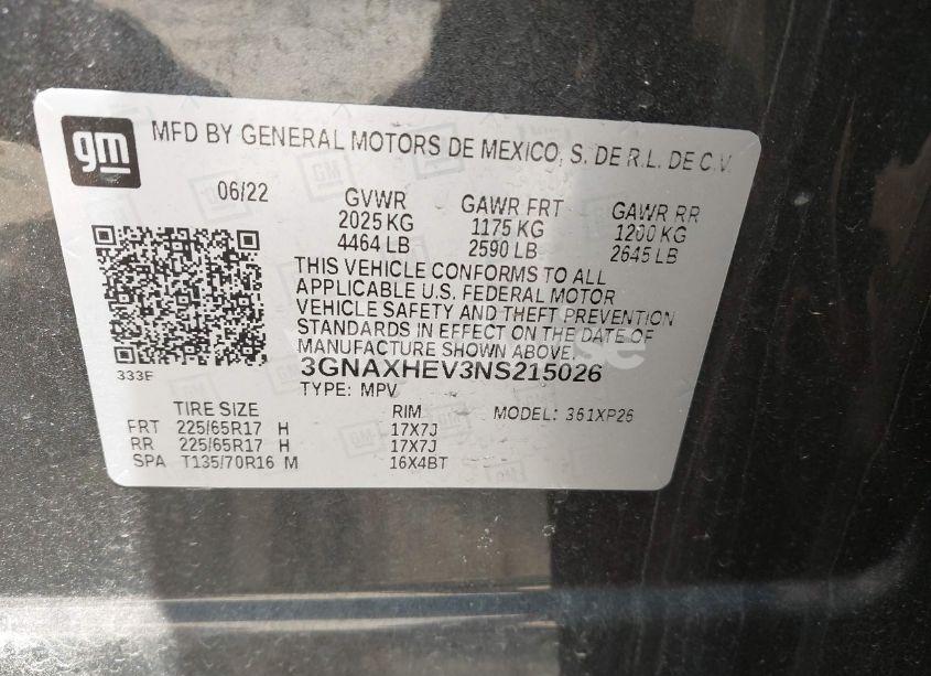 Photo 9 of 2022 Chevrolet Equinox FWD LS (VIN 3GNAXHEV3NS215026)