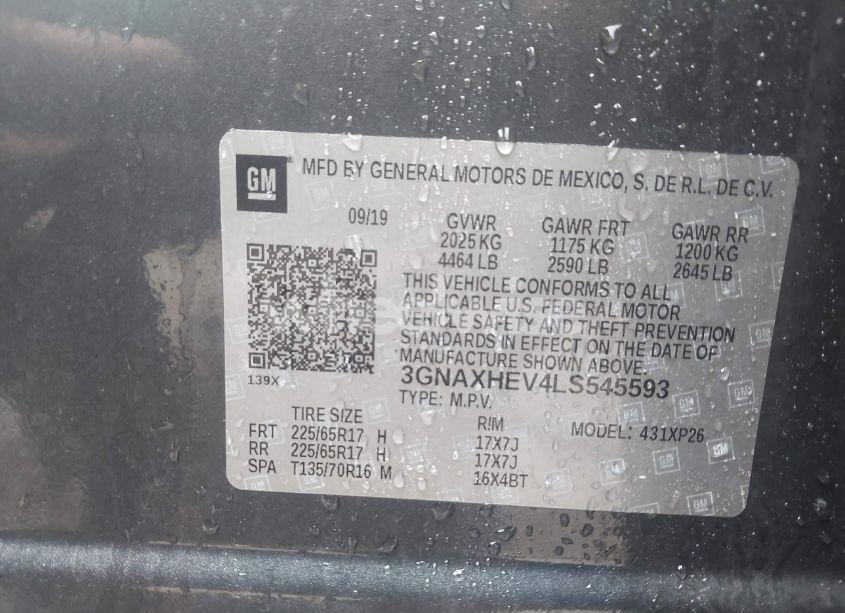 Photo 9 of 2020 Chevrolet Equinox FWD LS (VIN 3GNAXHEV4LS545593)