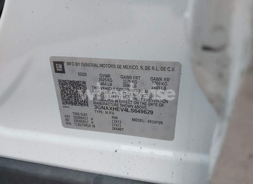 Photo 9 of 2020 Chevrolet Equinox FWD LS (VIN 3GNAXHEV4LS649629)