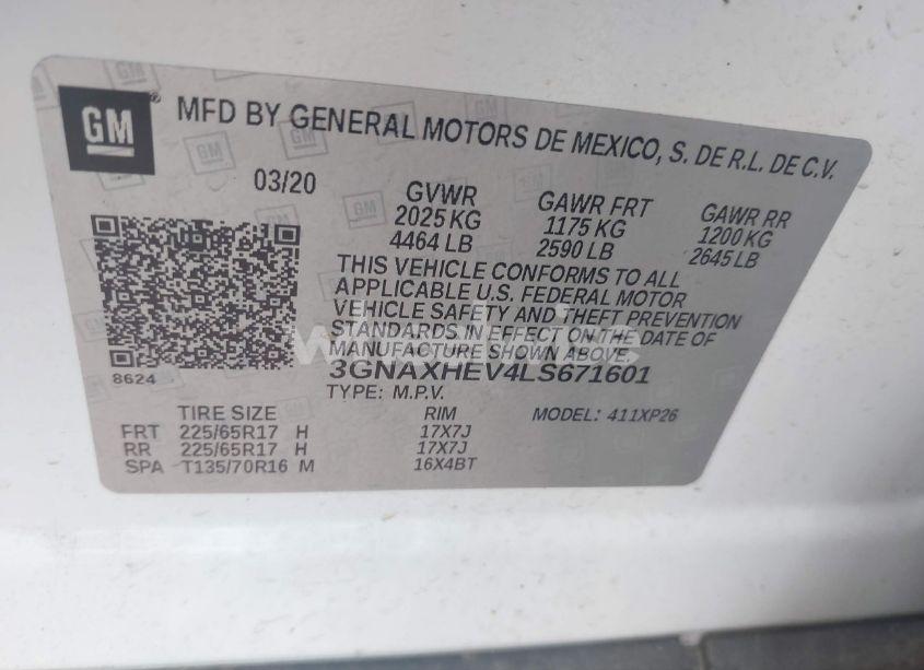 Photo 9 of 2020 Chevrolet Equinox FWD LS (VIN 3GNAXHEV4LS671601)