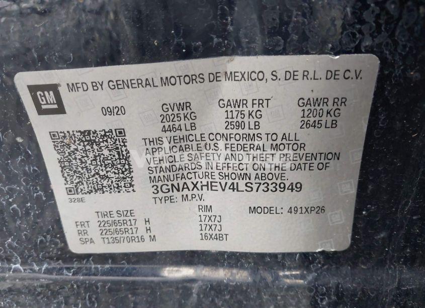 Photo 9 of 2020 Chevrolet Equinox FWD LS (VIN 3GNAXHEV4LS733949)