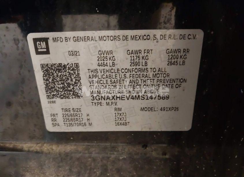 Photo 9 of 2021 Chevrolet Equinox FWD LS (VIN 3GNAXHEV4MS147589)