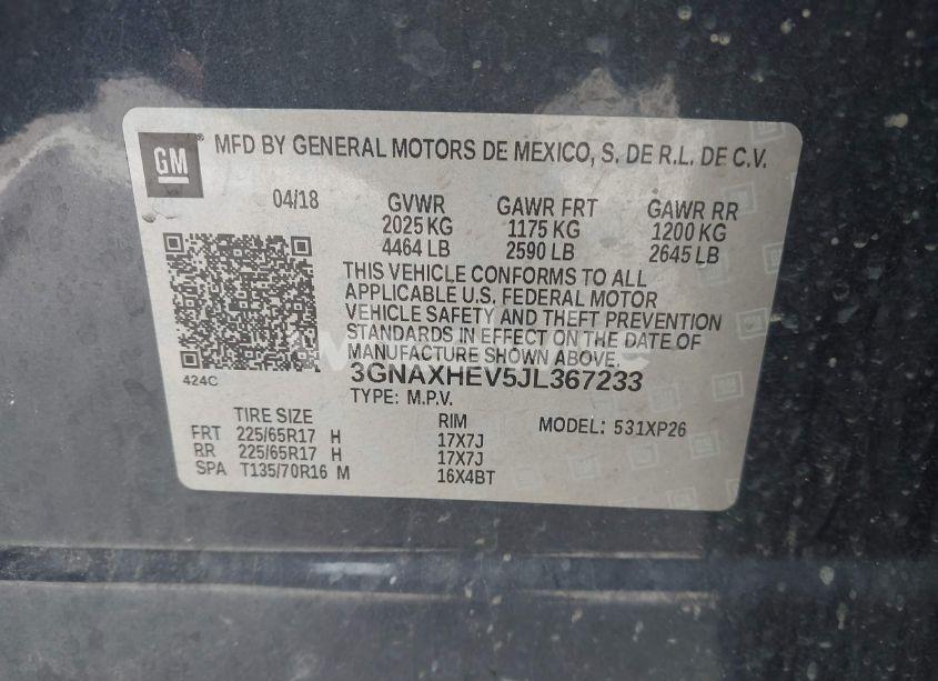 Photo 9 of 2018 Chevrolet Equinox LS (VIN 3GNAXHEV5JL367233)