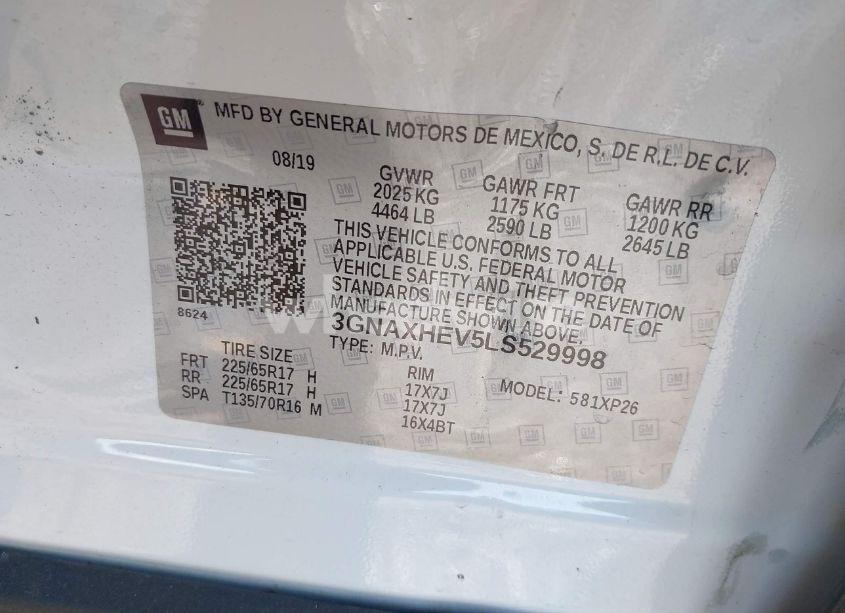 Photo 9 of 2020 Chevrolet Equinox FWD LS (VIN 3GNAXHEV5LS529998)