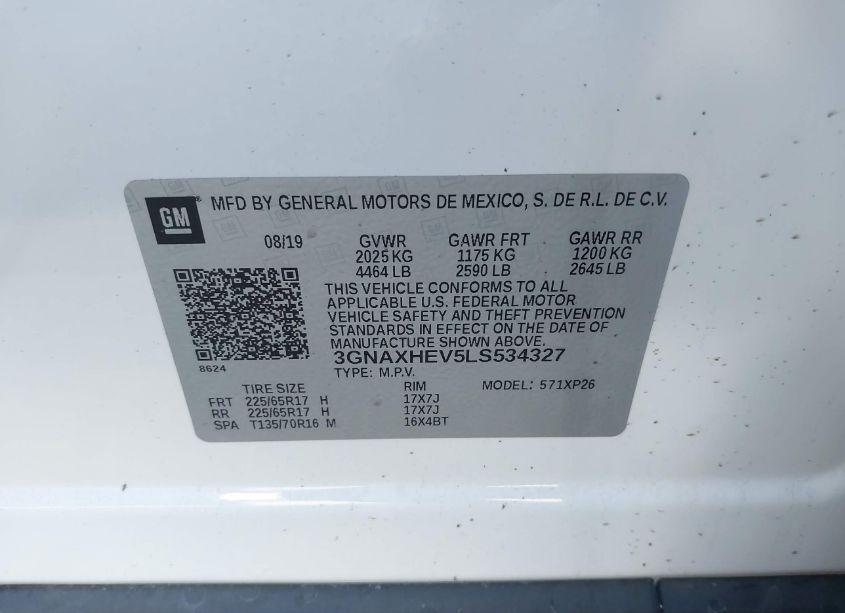 Photo 9 of 2020 Chevrolet Equinox FWD LS (VIN 3GNAXHEV5LS534327)