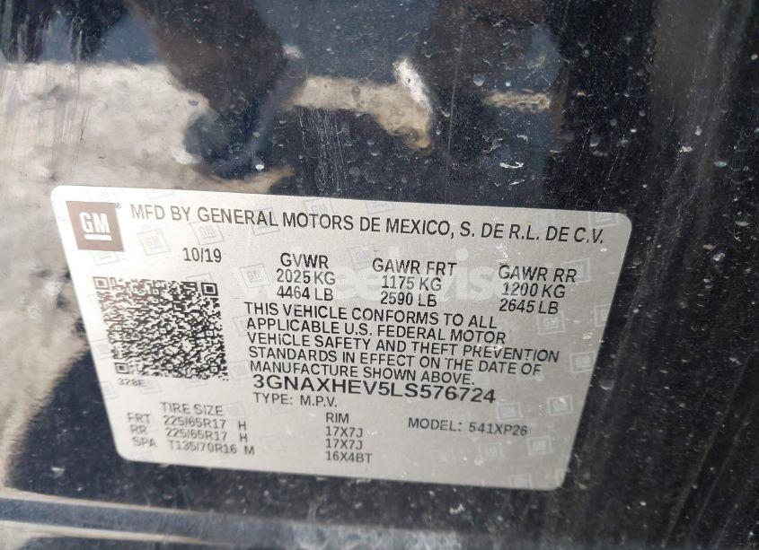 Photo 9 of 2020 Chevrolet Equinox FWD LS (VIN 3GNAXHEV5LS576724)