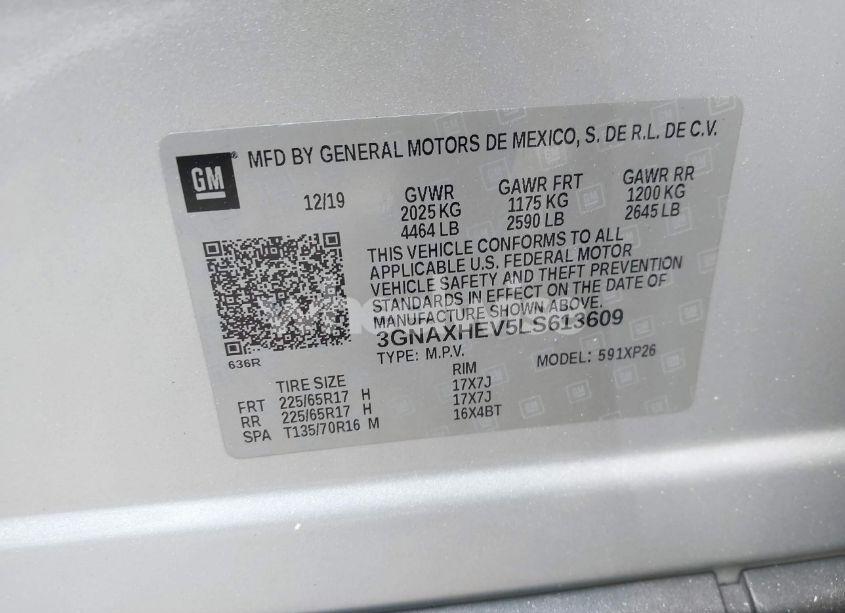 Photo 9 of 2020 Chevrolet Equinox FWD LS (VIN 3GNAXHEV5LS613609)